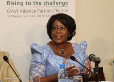 Christine Kaseba, First Lady of Zambia and a leading advocate for women's health, speaks at a conference in Dar es Salaam, Tanzania, on Dec. 6, 2012