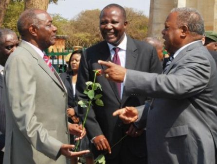 Vernon Mwaanga ( R)