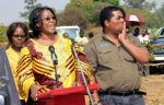 First Lady Dr Christine Kaseba with Central province minister Mwaliteta during Ichibwelamushi Cultural ceremony at Chalata main arena in Mkushi on September 14,2013