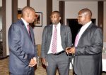 LAZ president James Banda with LAZ vice-President George Chisanga (r) and LAZ member Mutakela Lisimba during the LAZ programme for Anti-GBV Breakfast in Lusaka on Ocober 22,2013