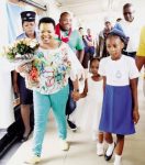 SOUTH African gospel singer Rebecca Malope (left) arrives at Kenneth Kaunda International Airport in Lusaka