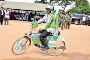 A PF cadre during a rally to drum up support for Katuba Constituency parliamentary candidate Moses Chilando -Picture by THOMAS NSAMA