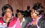 First Lady Dr Christine Kaseba with Community Development, mother and Child Health deputy minister Jean Kapata (r) during the Human Papilloma Virus dissemination meeting at Pamodzi Hotel in Lusaka on Feb 18,2014 -Picture by THOMAS NSAMA