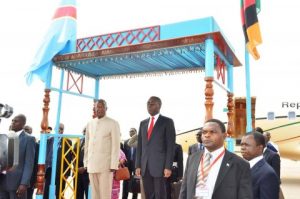 President Michael Sata upon arrival in Kinshasa, Democratic Republic of Congo for COMESA Summit