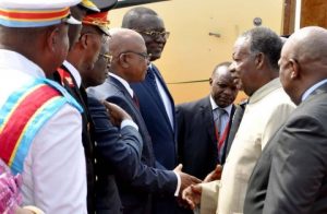 President Michael Sata upon arrival in Kinshasa, Democratic Republic of Congo for COMESA Summit