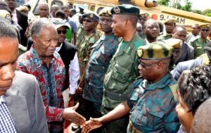 President Michael Sata upon arrival in Katuba Constituency for a rally to drum up support for PF parliamentary candidate Moses Chilando -PICTURE BY THOMAS NSAMA