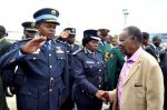 President Sata greets Service Chiefs on arrival at Kenneth Kaunda International Airport in Lusaka from London on Feb 8,2014 -Picture by THOMAS NSAMA