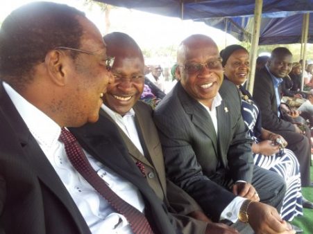 GBM, Father Bwalya , Nevers Mumba, Mrs Mumba paying last respects to MMD's Bowman Lusambo's mother