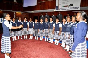 Matero Girls High School pupils during the First Lady's Youth Mentorship programme at Mulungushi International Conference Centre on March 11,2014 -Picture by THOMAS NSAMA