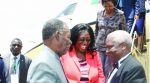 PRESIDENT Michael Sata and First Lady Dr Christine Kaseba being welcomed by Zimbabwean Defence Minister Sydney Sekeramayi on arrival at Harare International Airport. President Sata is in Zimbabwe to attend the wedding of President Robert Mugabe’s daughter, Bona. Picture by EMMAH NAKAPIZYE/ZANIS