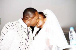 Simba Chikore with Bona Mugabe, Daughter to Robert Mugabe , President of the Republic of Zimbabwe during their wedding Ceremony in Harare