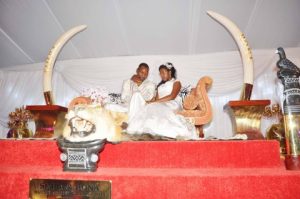 Simba Chikore with Bona Mugabe, Daughter to Robert Mugabe , President of the Republic of Zimbabwe during their wedding Ceremony in Harare, Zimbabwe on March 1,2014 -Picture by THOMAS NSAMA