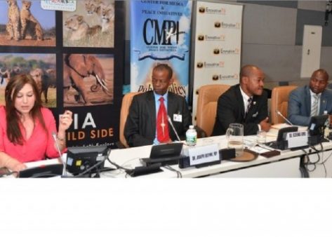 L-R: Ms. Carole Marchal, Dr. Joseph Katema,Dr. Uchenna Ekwo, and Mr. Chibaula Silwamba, Head of Press and Public Relations, Permanent Mission of the Republic of Zambia to the United Nations