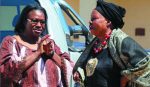 Luapula Province Deputy Permanent Secretary Joyce Nsamba (left) confers with Chieftainess Mulongwe of Mbabala Island in Samfya District shortly after a meeting with the Provincial administration. Picture by ALEX MUKUKA.