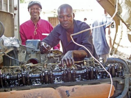 Auto mechanics class at Chawama Youth Resource Centre