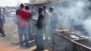 HH , 30th July 2014, at Thornpark market (ku Chusi) having lunch with the people