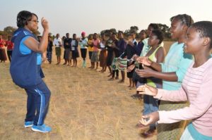 Dr Kaseba during the Teachers/Community Leaders/Pupils Mentorship Training Camp at Chinsali Girls Secondary School.