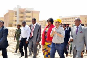 First Lady Dr Christine Kaseba with Muchinga Province Permanent Secretary Bwalya Ng'andu, Sports deputy minister Christopher Mulenga -Chiponde and Muchinga province minister Gerry Chanda (r)