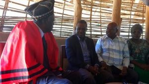 Mr Kabimba with His Royal Highness Chief Munyumbwe at his palace in Gwembe, Southern Province