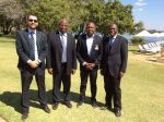 Pictures shows Amr Fahmy, Delegation Leader Amadou Diakite, FAZ President Kalusha Bwalya and Paul Bassey at the Sun Hotel August 14th 2014  morning.