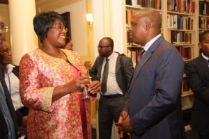 4. First Lady Dr Christine Kaseba discussed with Dr Reuben Kamoto- Mbewe at Yale Club Library where she was inaugurated as the ITU special Envoy for e-Health