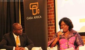 Zambia Minister of Tourism and Arts Jean Kapata (right) and Sierra Leone UN Ambassador Vandi Chidi Minah during Spain's Casa Africa organised panel discussion on Investment and Tourism in Africa in New York on 8-Sept-2014. PHOTO | Chibaula D. Silwamba | Zambia UN Mission