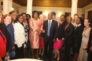 7. First Lady Dr Christine Kaseba with the International Telecommunication Union Secretary General Dr Hamadoun Toure at Yale Club Library where she was inaugurated as the ITU special Envoy for e-Health