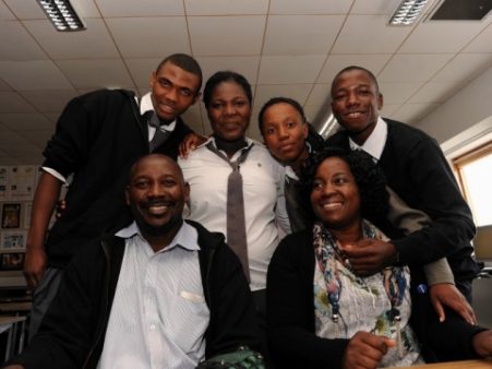 Students Daniel James, Yvonne Chikubula, Bupe Mubanga, and Gallen Mukosha from Mukonchi High School