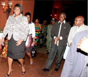 First Lady Dr Christine Kaseba arrives at Zambezi Sun Hotel for the 2014 ZNBC: ZICTA Debate Time Southern Africa Grand Finale in Livingstone on October 4,2014 -Picture by THOMAS NSAMA
