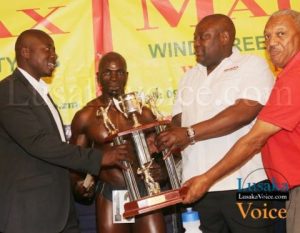from left to right- Zambia Body Building Federation President Dan Mkandawire, Dyman Phiri, MADMAX Marketing Manager Maboshe Nyambe and KEREN Motors Managing Director Berhane Kibrom - Lusakavoice.com