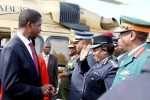 President Lungu with Zambia army commander Lt Gen Paul Mihova as ZAF Commander Lt Gen Eric Chimese and Inspector General of Police