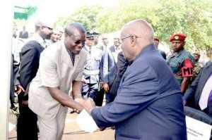 Acting President Ngosa Simbyakula officiates at Youth Day Celebrations at the Freedom Statue in Lusaka on March 12,2015. Greets KK