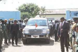 President Edgar Lungu motorcade leaving Chawama Basic School where he witnessed the filling in of the nominations of Chawama Constituency PF parliamentary candidate Lawrence Sichalwe on March 10,2015 -Picture by THOMAS NSAMA