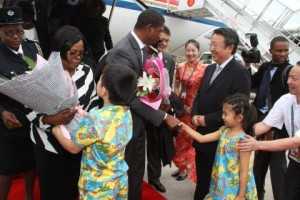 President Edgar Lungu on arrival at Sanya Phoenix International Airport for Boao forum in Hainan Province of China on March 27,2015 -Picture by THOMAS NSAMA
