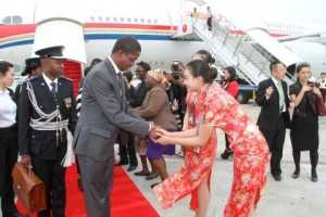 President Edgar Lungu upon arrival at Sanya Phoenix International Airport in Hainan Province of China where he is expected to address the Boao Forum. This was on March 27,2015 -Picture by THOMAS NSAMA