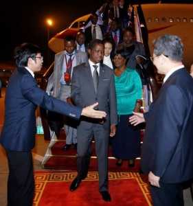 President Edgar Chagwa Lungu has arrived in Shenzhen, China aboard Hainan airlines on continued State Visit on March 31, 2015. The plane carrying the President touched down at Shenzhen Airport at 20:53 hours ( China Time) -Pictures by THOMAS NSAMA AND EDDIE MWANALEZA