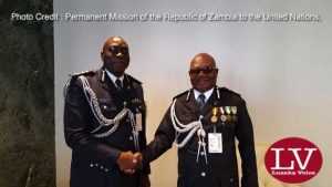 Zambia Police Inspector General Kakoma Kanganja and his Ghanian counterpart John Kudakor at UN Chiefs of Police Summit (UNCOPS) at UN HQ on Friday 3 June 2016. Photo | Zambia UN Mission Press Office