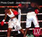 South AFrican boxer Gibisilile Tshabalala being send on the carpet.